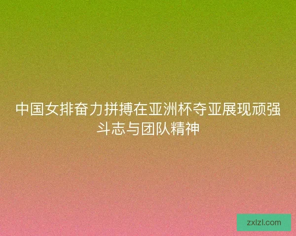 中国女排奋力拼搏在亚洲杯夺亚展现顽强斗志与团队精神 中国女排奋力拼搏在亚洲杯夺亚展现顽强斗志与团队精神